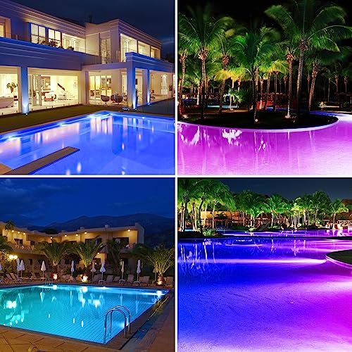 ledmo LED RGB Underwater Pool Lighting, PAR56 38W Recessed Housing (Replaces 300W Halogen Bulbs), IP68 Waterproof, Pool Lights with Remote Control 12V