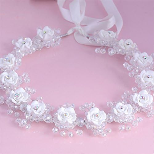 Romantic Headband Crystal Flower Tiara Wedding Bridal Hair Accessories Hair Bows Girls Headbands For Women SG103 White