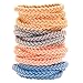 JWERA Hair Ties Ponytail Holder - Braided No-Crease Elastics for Thick Hair, 18 Pcs in Blue, Grey, and Pink
