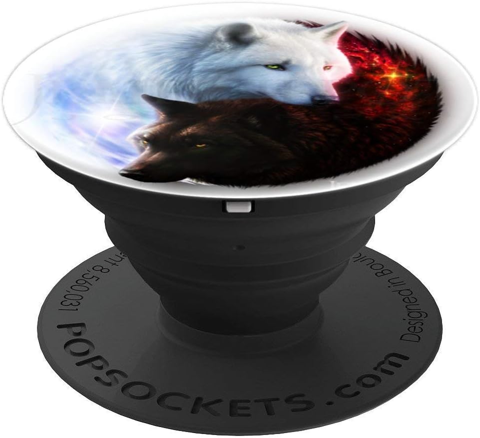 Yin Yang Wolf Black & White Dog is God PopSockets Swappable PopGrip