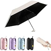 TOPSAIL Mini Umbrella Compact for Travel, UV Sun Protection(UPF50+), Waterproof for Light Rain, Suitable for Women & Kids With a Case, Manual 6k Folding Small Pocket Size Ufor Backpack/Purse