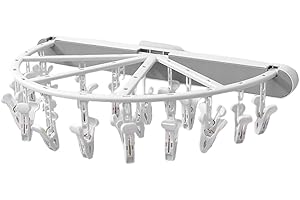 Cabilock Round Folding Sock Rack with Strong Clips Space-Saving Wall-Mounted Drying Rack for Socks Underwear Towels Gloves