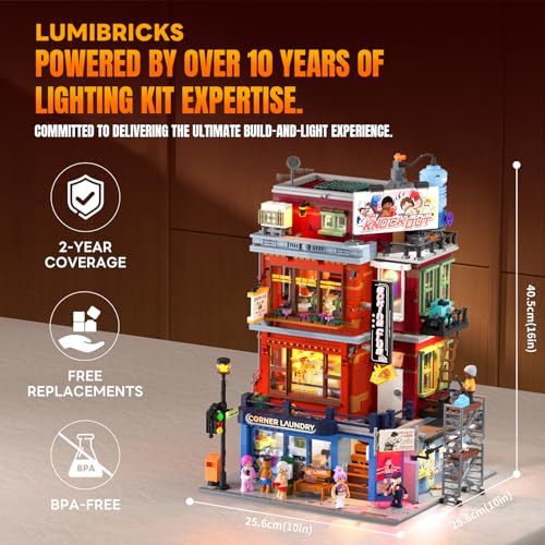 LUMIBRICKS Street Fusion Boxing Club Lighting Building Bricks Set - City Town Modular Playset Collection Display kit with Minifigures 3036 Pcs for Adults & Teens & Life Enthusiasts