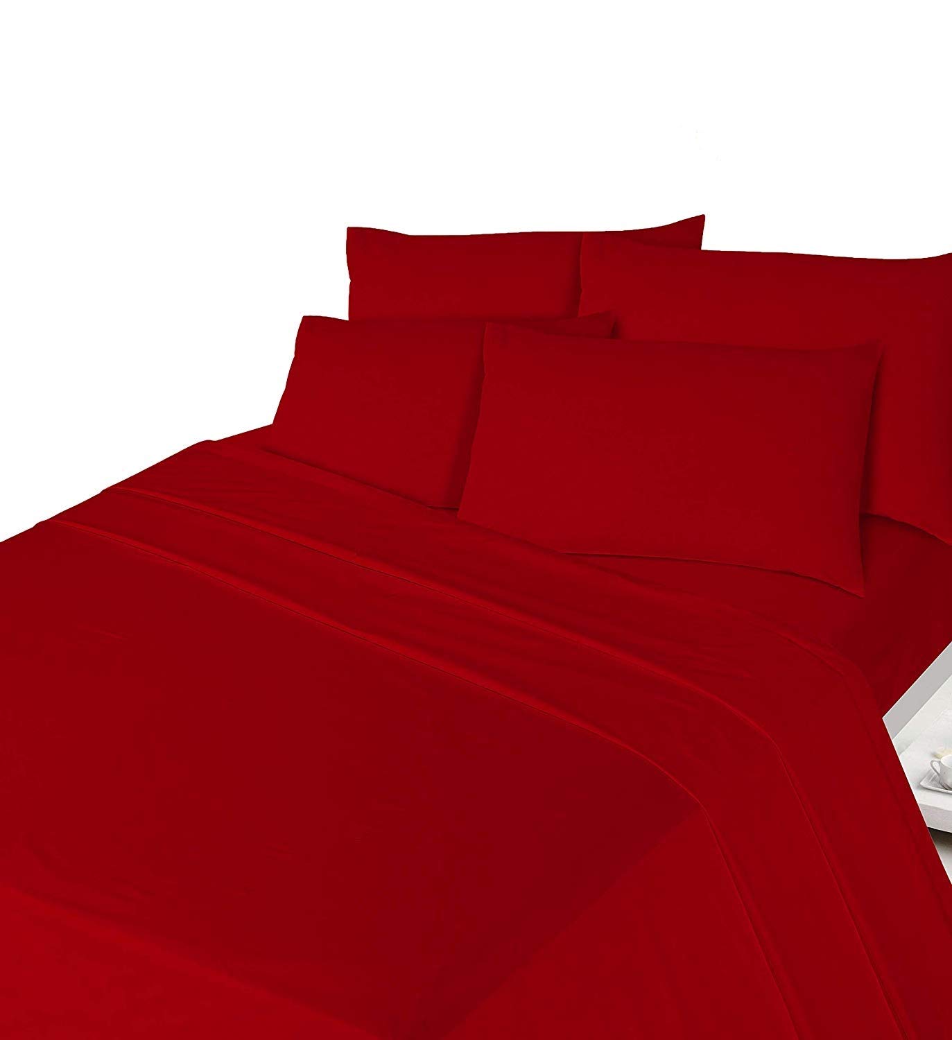 Rayyan Linen Thermal Flannelette Flat Sheet 100% Cotton Brushed Luxury Soft Flat Bed Sheet Or Pillowcases (Red, Double)