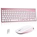 Wireless Keyboard and Mouse Combo,2.4GHz Ultra Slim Full Size Whispe-Quiet Compact for Laptop Notebook PC Computer Windows OS Android (Rosy Gold)