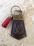 Handcrafted, re-purposed Louis Vuitton canvas key chain with tassel