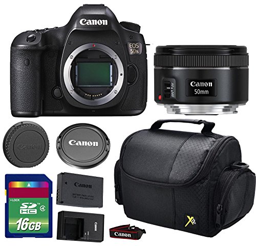 Canon 5DS DSLR Camera + EF 50mm f/1.8 STM Lens + 16 GB SDHC Memory Card + Front Lens Cap + Rear Lens Cap + Strap + Camera Case - International Version