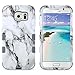 ULAK Galaxy S6 Case, Shockproof Hybrid Case fit for Galaxy s6 3in1 Hard PC Soft Silicone Hybrid Protective Cover with Raised Bevel Impact Protection for Samsung Galaxy S6 G920A, G920T-Artistic Marble