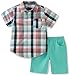 Kids Headquarters boys Boys 2 Pieces Plaid Shirt Shor Set