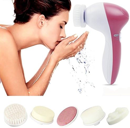 Goodrich 5 in 1 Multifunctional Mini Beauty Skin Care Brush Deep Clean Electric Facial Cleaner Wash Face Brusher Hand Foot Skin Exfoliation Massager Scrubber Machine Set (Battery Is Not Provided)