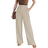 LaiyiVic Women's Wide Leg Dress Pants High Waisted Adjustable Tie Knot Loose Comfy Business Casual Work Trousers with Pockets