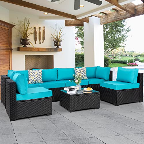 Walsunny 7 Piece Outdoor Sectional Patio Furniture Set, Outdoor Couch
