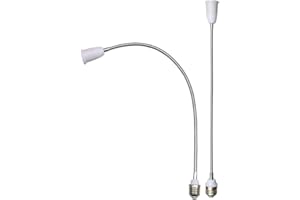 BUBYVV E26/E27 Light Socket Extender Adapter,E26 to E26 Socket Extender, 58CM/22.5 Inch Extension,Bendable Flexible Gooseneck Adjustable Extension Socket Extender Adaptor (2-Pack)