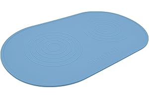 KindTail Dog & Cat Food Mat - Waterproof, Food-Grade Silicone Pet Placemat for Feeding & Water Bowls - Raised Edges Protect Floors - Non-Slip Grip - Dishwasher Safe - 19 x 11 Inches, Light Blue