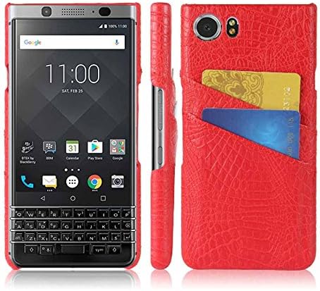 Bixshell Ultra Thin Crocodile Textured Leather Case Cover Shell Wallet Case Compatible for Blackberry Keyone(Blackberry Mercury,DTEK70 (Red)