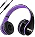 BESTGOT Kids Headphones BG6002 Children Headphones for Kids Boys Adult with Microphone Volume Control Foldable Headset with 3.5mm Plug Removable Cord (Black/Purple)