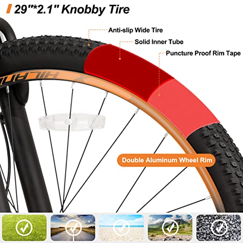 Hiland 29 inch Aluminum Mountain Bike, Hydraulic DiscBrake, LockOut