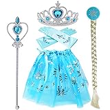 Tacobear Girls 5PCS Princess Dress up Accessories Gift Set Dress Tiara Crown Wig Wand Gloves Blue