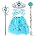 Tacobear Girls 5PCS Princess Dress up Accessories Gift Set Dress Tiara Crown Wig Wand Gloves Blue