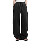 FACDIBY Womens Barrel Sweatpants Fleece Lined Wide Leg Sweat Pants Cotton Elastic Waisted Trousers with Pockets