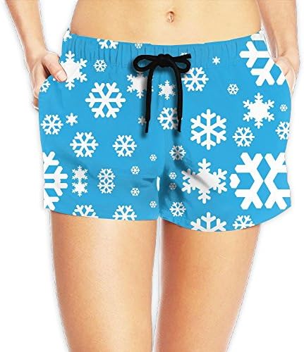 Haibobo Blue Snowflakes Women's Swim Trunks Quick Dry Water Beach Board Shorts