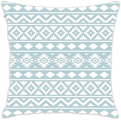 NEWcolor Throw Pillow Cover Spring Fashion Cushion Cover for Couch Aztec Essence PTN Iii White On Duck Egg Blue