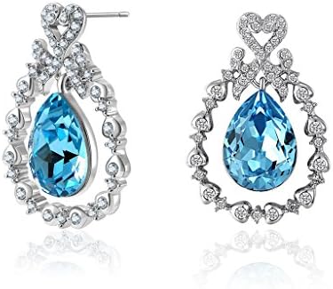 Lelekiss Heart and Pear-Shaped Blue SWAROVSKI ELEMENTS Teardrop Crystal Drop Earrings for Women