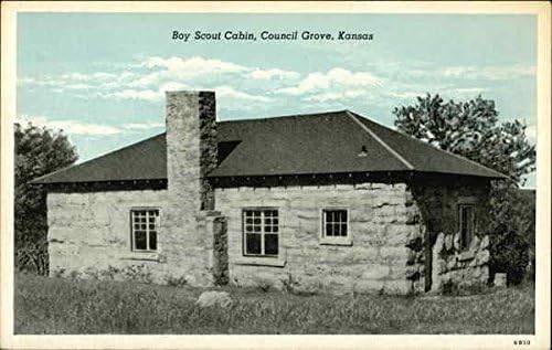 Boy Scout Cabin Council Grove Kansas Ks Original Vintage Postcard