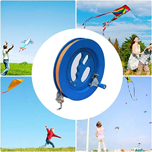 Glow Castle Professional Outdoor Kite String Flight Tool Winder Handle of The Scroll Wheel Lock-Blue(8.5in)