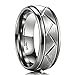 King Will TYRE 8mm Black/Silver Domed Tungsten Carbide Ring Matte Finish Groove Design Wedding Bands Comfort Fit
