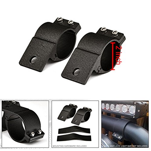 VXMOTOR Universal Texture Black 2" Aluminum Tube Light Lamp Mount Brackets Kit Bar Clamps FRC Off Road Cage Driving Auxiliary Camera Motorcycle ATV Bikes
