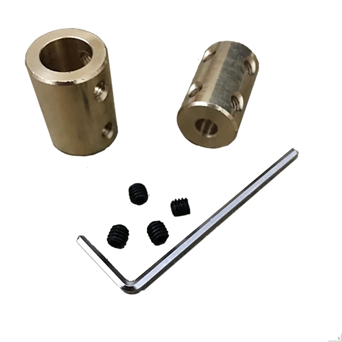 Boxonly Cylindrical Coupling 6mm to 6mm Rigid Coupling Set Screw D14mm x L22mm Brass Color Motor Shaft Coupler Connector Motor Accessories