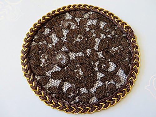 Handmade brown lace doily head cover with unique trim (with decorative bobby pin) (Style 610)
