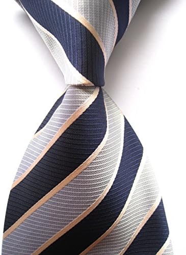 Scott Alain Creation - Neckties Classic Black and Grey Striped 100% New Jacquard Woven Silk Men's Tie Necktie