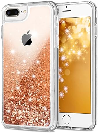 iPhone 7 Plus Case, Aemotoy Funny Glitter Quicksand Dynamic Flowing Floating Liquid Bling Sparkle Hard PC with Soft TPU Bumper Cover Case for Apple iPhone 6 plus /6s Plus/7 Plus/8 Plus 5.5" -Rose Gold