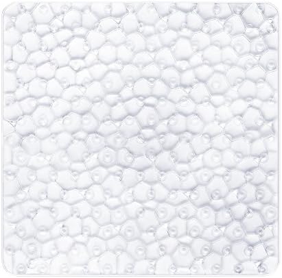 Bligli Non Slip Square Shower Mat for Bathroom Water Cube See-through Anti-Mould Anti Slip Bath Mat with Grip Suction Cups54*54CM (Transparent)