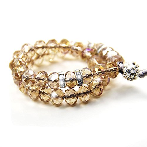 Cell Phone Lanyard Strap - JAZ 2 Pack Bling Crystal Beads Hand Wrist Lanyard Strap String for Cell Phone Camera Purse MP3 MP4 iPod PSP Keychain (Crystal Pink+Crystal Gold)
