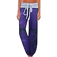 NEWCOSPLAY Women's Comfy Pajama Pants Casual Drawstring Palazzo Lounge Wide Leg Pants