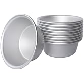 LoveDeal Aluminum Alloy Egg Tart Pan, 3 Inch Cute Flan Mold, 10 Pieces | Silver Tin Egg Tart Molds for Baking Pastel de Nata, Pie, Tartlet, Popover