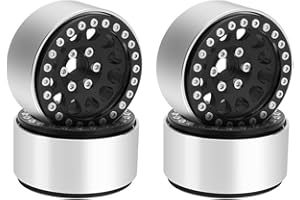 JUZUXI 1.9 Beadlock Wheels Rim - 10mm Aluminum Deep Dish Negative Offset RC Crawler Wheel Hub for 1/10 Scale RC Crawler Traxxas TRX4 Axial SCX10 SCX10 II RC4WD D90 D110 TF2 Tamiya CC01 Redcat Gen8 (Black)