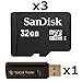 3 PACK - SanDisk 32GB MicroSD HC Memory Card SDSDQAB-032G (Bulk Packaging) LOT OF 3 & SD Memory Card Reader