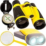 Back 2 Nature Outdoor Toy Set - Kids Binoculars, Flashlight, Compass, Magnifying Glass. Young Explorer Toys Kit for Playing Outside or in the Yard. 2018 Best Unique Present for boys and girls
