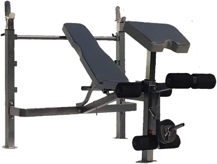 LEEWAY Olympic & Regular Weight Lifting Multi Purpose Adjustable[Flat/ Incline/ Decline] Benches| Bench with Leg Developer| Multi Exercise Gym Olympic Bench Press| Gym Equipment; Model- Olympic Bench