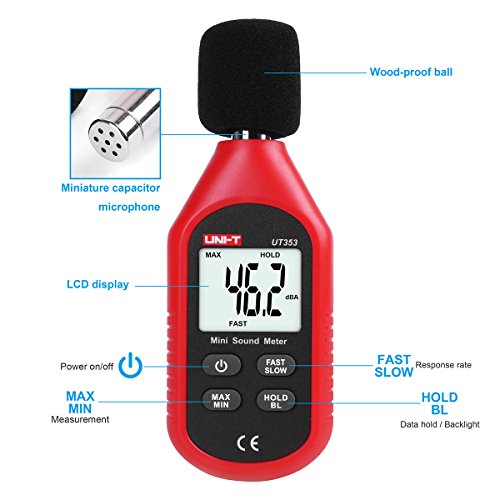 UNI-T UT353 Mini LCD Display Digital Sound Level Meter Noise Measuring Instrument Decibel Monitoring Tester 30-130dB