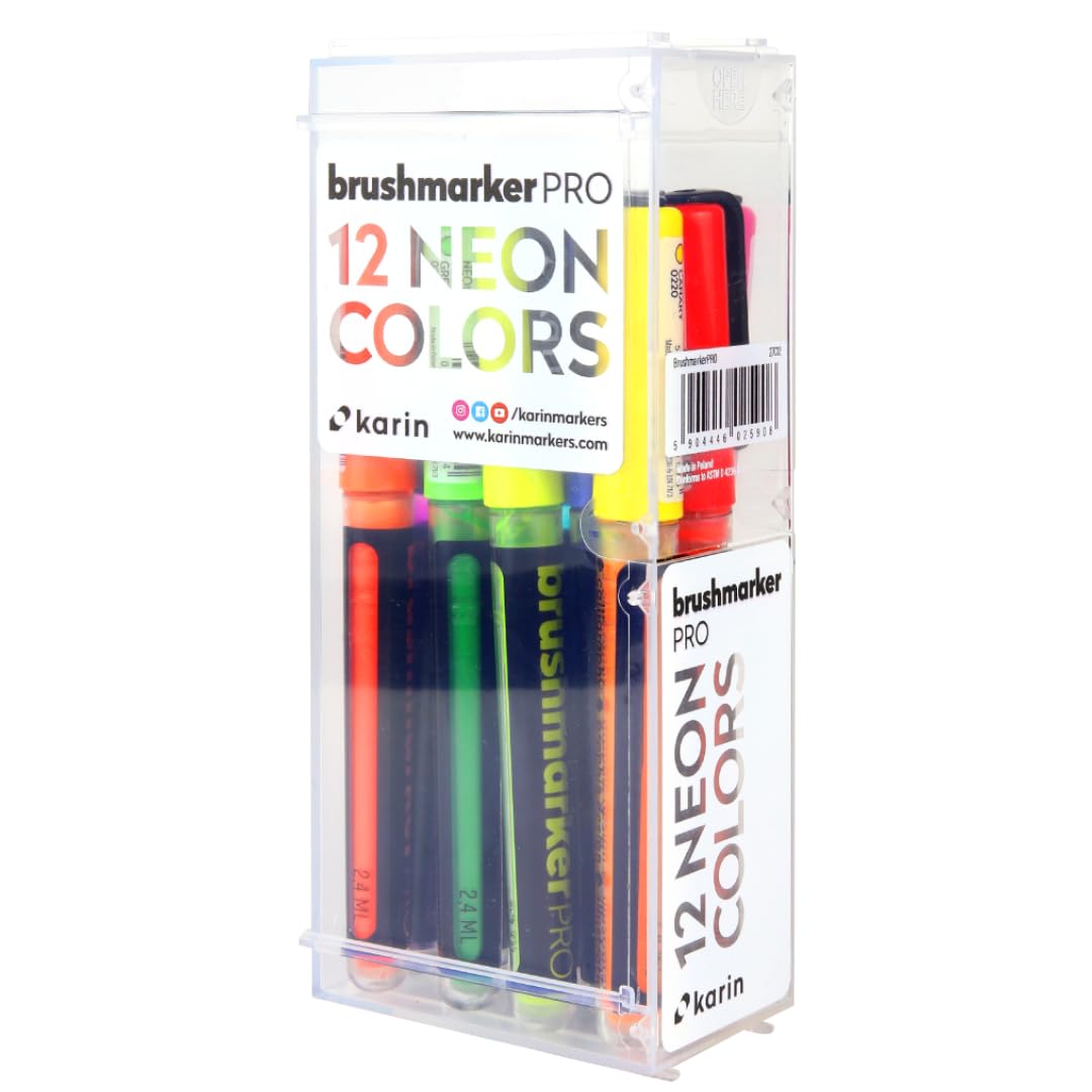 KARIN Brushmarker PRO 12"Neon Colours" Set, KAR27C12