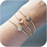 XSBODY 3Pcs Gold Hand Chain Bracelet Hand Jewelry For Women Dainty Adjustable Rhinestone Celestial Bracelet Set Layered 14K Gold Plated Bracelets Set Trendy Jewelry Accessories Gift