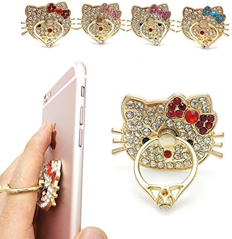 Phone Stand, Universal Phone Stand ,Phone Ring Grip, Multi-Angle Portable Stand, 360 Rotation 3D Aluminium Alloy Ring Grip/Phone Holder for iPhone, iPod, Samsung, All Cell Phones (Red)