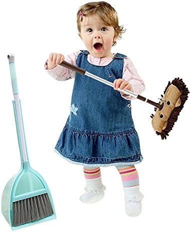 C360 Mommy's Helper! Kid's Cartoon Broom and Mop Cleaning Tools (3 PCS, Brown)