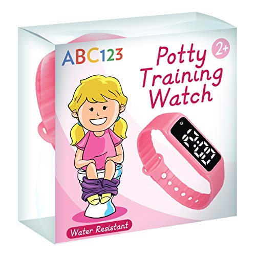 ABC123 Potty Training Watch - Baby Reminder Water Resistant Timer for Toilet Training Kids & Toddler (Pink)