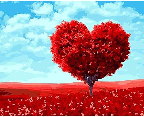 Unframed Romantic Heart Tree DIY Painting By Numbers Kits Coloring Paint On Canvas Hand Painted Oil Painting For Wedding Decor
